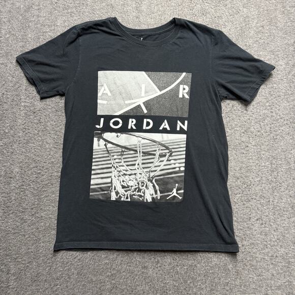 Air Jordan Short Sleeve T Shirt Mens Small Black Basketball Logo Swoosh Pullover - Picture 1 of 5